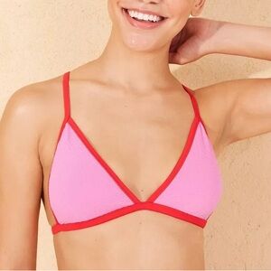 Wild Fable Vibrant Pink Bikini Top with Red Accents